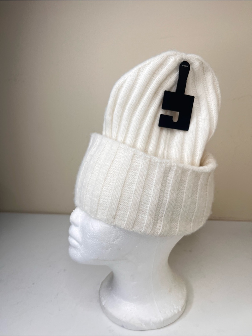 Sonoma Cream Ribbed Fold-Over Knit Beanie